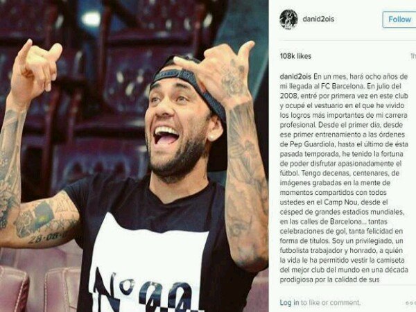Berita Bola: Ini Surat Perpisahan Dani Alves Untuk Penggemar Barcelona