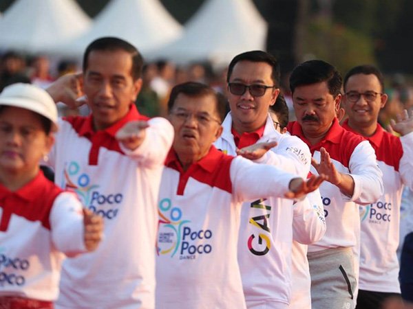 Sambut Asian games, Presiden Jokowi Ikut Pecahkan Rekor Dunia Poco-Poco