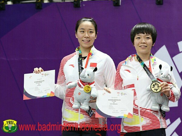 China Raih Medali Emas Ganda Putri dan Ganda Campuran Asian Games 2018
