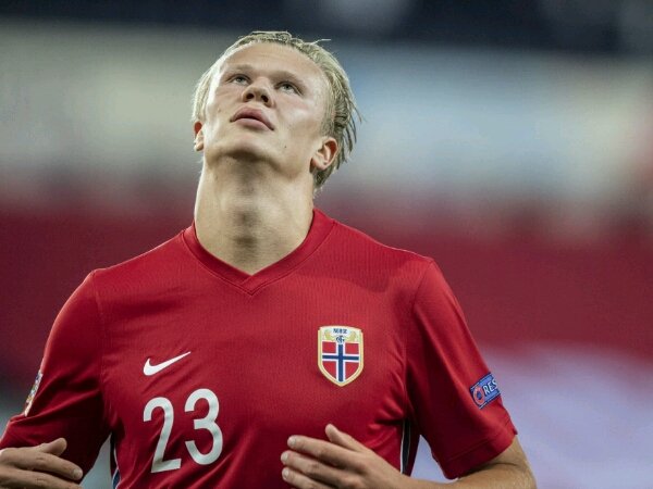 Erling Haaland saat laga kontra Austria