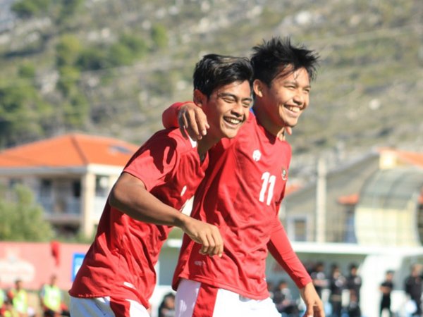 Skuat timnas Indonesia U-19 merayakan gol ke gawang Hajduk Split
