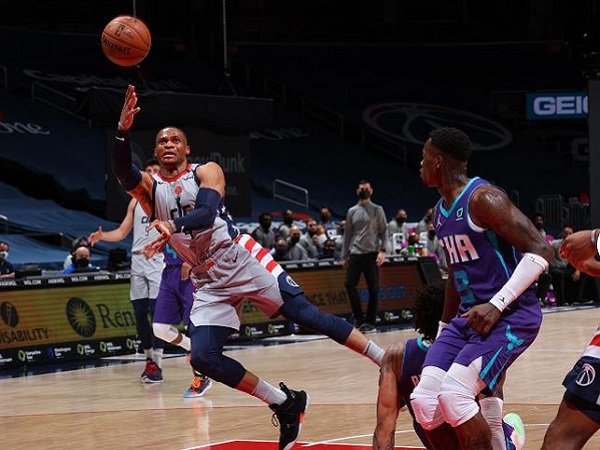 Point guard Washington Wizards, Russell Westbrook saat melawan Charlotte Hornets. (Images: Getty)