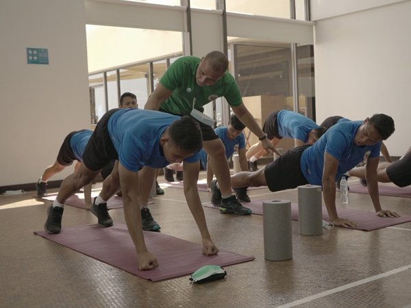Latihan skuat timnas Indonesia di gym