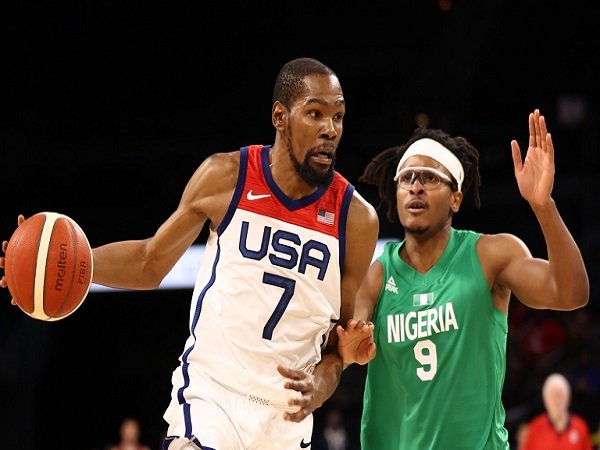 Pemain TIm Basket Amerika Serikat, Kevin Durant saat melawan Nigeria.