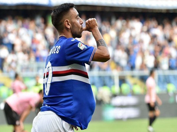 Bruno Fernandes melakukan selebrasi saat mencetak gol untuk Sampdoria di ajang Serie A beberapa musim silam / via Getty Images