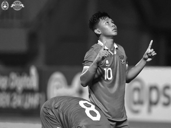 Penyerang timnas Indonesia U-17, Nabil Asyura merayakan gol ke gawang UEA U-17