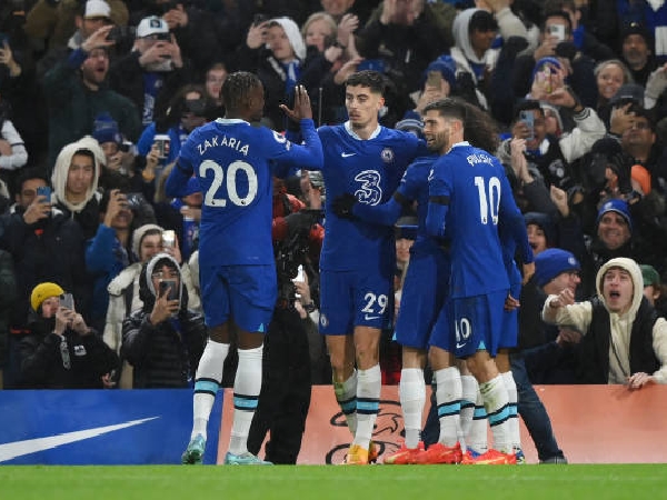 Pemain Chelsea merayakan gol mereka ke gawang Bournemouth
