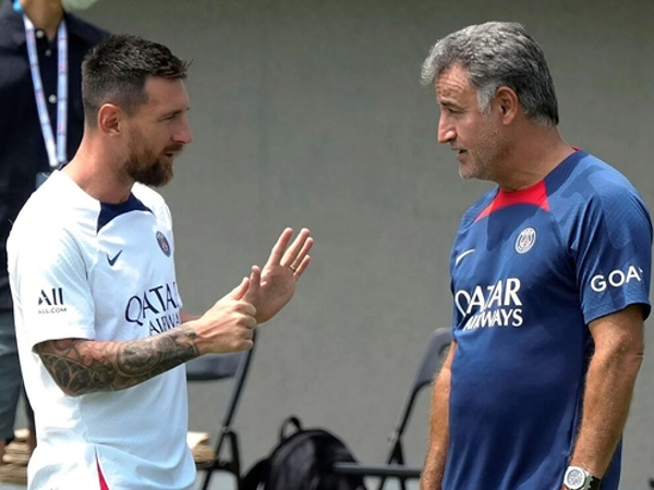 Lionel Messi dan Christophe Galtier