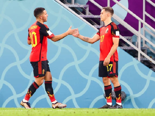 Eden Hazard dan Leandro Trossard di tim nasional Belgia
