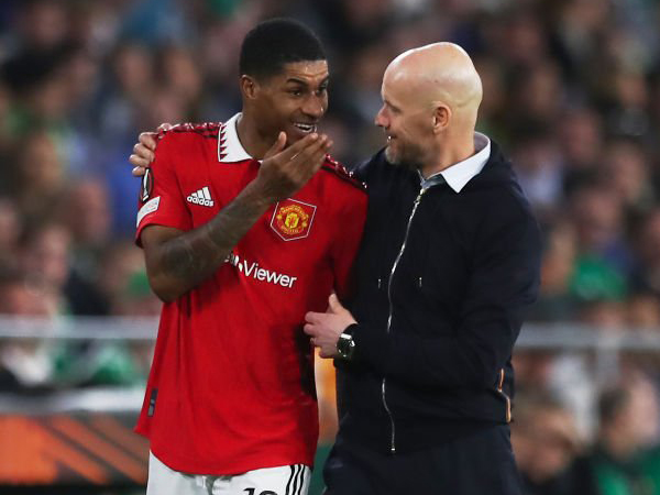 Marcus Rashford dan Erik ten Hag.