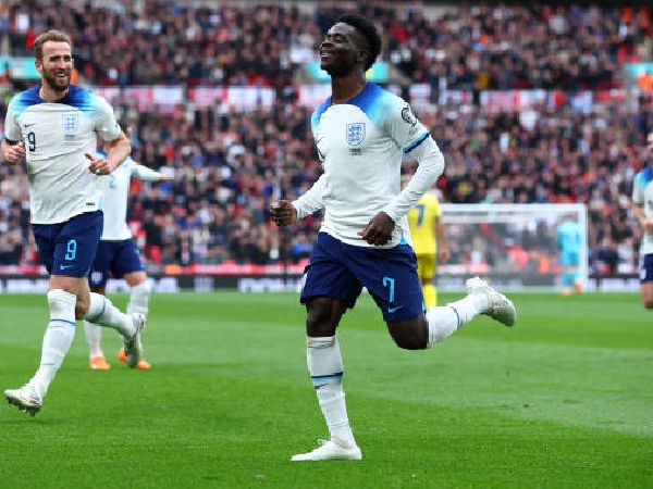 Bukayo Saka mencetak gol untuk Inggris melawan Ukraina