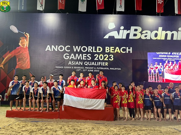 Indonesia Juara Tim Kualifikasi AirBadminton World Beach Games Zona Asia