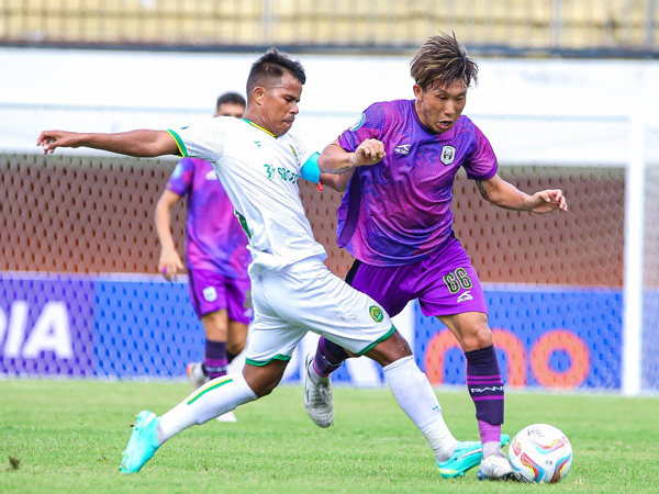 Gelandang Rans Nusantara FC, Mitsuru Maruoka mencetak sepasang gol ke gawang Persikabo 1973