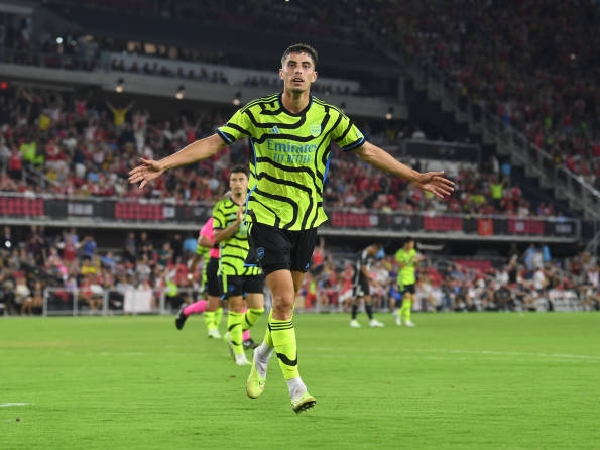 Kai Havertz merayakan golnya ke gawang Wrexham