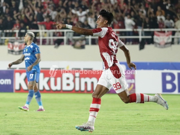 Ramadhan Sananta ketika merayakan gol ke gawang Persib