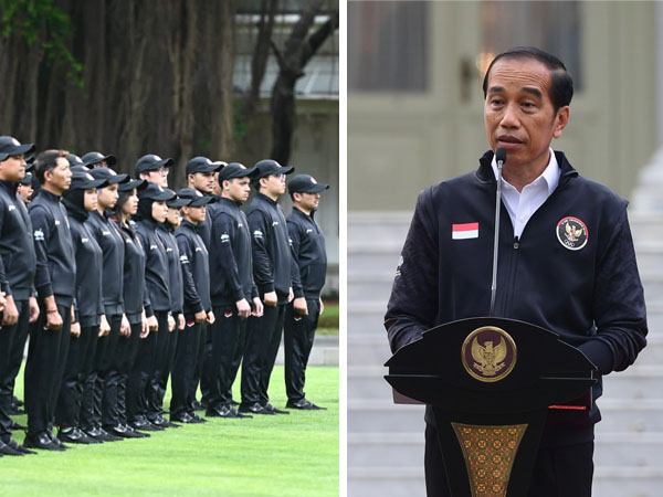 Dalam sambutannya, Presiden Jokowi menargetkan dan optimistis para atlet dapat masuk peringkat 10 besar Asian Games Hangzhou. (Foto: Biro Pers Sekretariat Presiden)