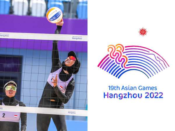 Duet Dhita Juliana/Desi Ratnasari mengalahkan tim Filipina dan Hong Kong China di hari kedua cabang voli pantai putri Asian Games 2023 di Hangzhou, China. (Foto: Asian Volley)