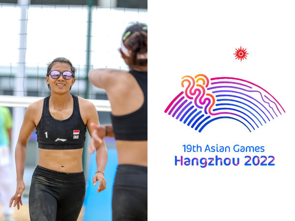 Duet Nur Atika Sari/Bernadetta Shella Herdanti mengalahkan tim Tajikistan, tapi kemudian kalah dari tim Jepang di hari ketiga cabang voli pantai putri Asian Games 2023 di Hangzhou, China. (Foto: Asian Volley)