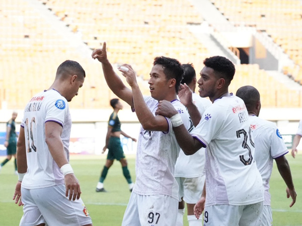 Pemain Persik Kediri merayakan gol ke gawang Persikabo 1973 pada laga pekan lalu