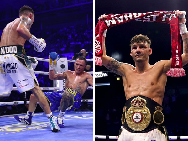 Juara dunia kelas bulu WBA Leigh Wood menghentikan perlawanan sang penantang Josh Warrington di ronde ketujuh. (Foto: AFP)