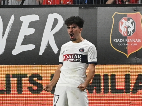 Vitinha mencetak gol pembuka untuk PSG saat menghadapi Rennes pada Minggu (8/10/2023)