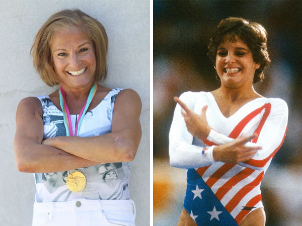 Mary Lou Retton remaja membuat sensasi di Olimpiade 1984 dengan raihan lima medali, termasuk medali emas di nomor all-around. Tampak kiri adalah Retton saat ini. (Foto: Olympics)