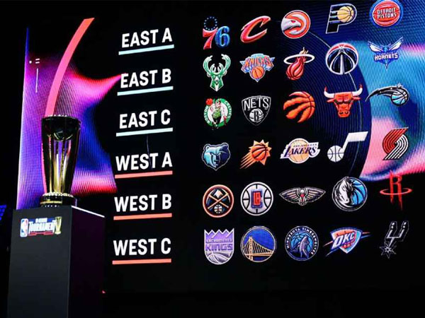 Untuk turnamen “in-season”, seluruh 30 tim NBA dibagi ke dalam enam grup yang masing-masing berisikan lima tim. (Foto: AP)