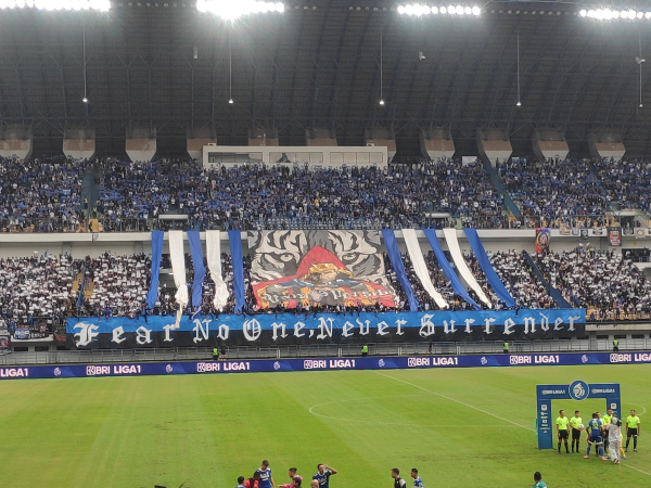 Bobotoh Persib ketika melakukan koreografi