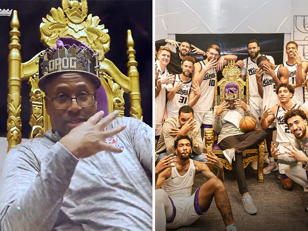 Mike Brown mengenakan mahkota DPOG atas suksesnya mencapai 400 kemenangan di NBA. (Foto: Sacramento Kings)