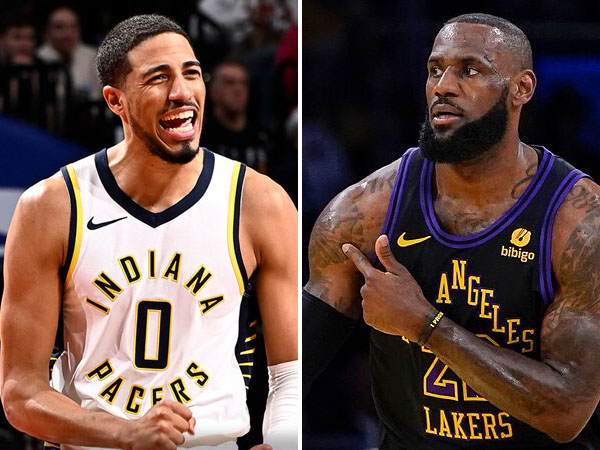 Tyrese Haliburton (Indiana Pacers) dan LeBron James (Los Angeles Lakers). (Foto: X.com)