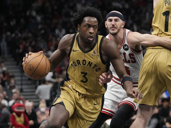 O.G. Anunoby menyamai angka tertingginya musim ini dengan 26 poin saat Toronto Raptors mengalahkan Chicago Bulls 121-108. (Foto: AFP)