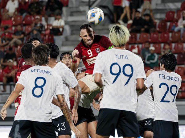 Penyerang Bali United, Ilija Spasojevic di laga kontra  Stallion Laguna FC