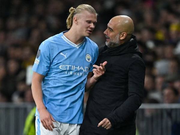 Erling Haaland dan Pep Guardiola.
