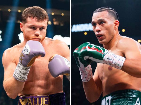 Canelo Alvarez (kiri) dan David Benavidez. (Foto: Ring TV)