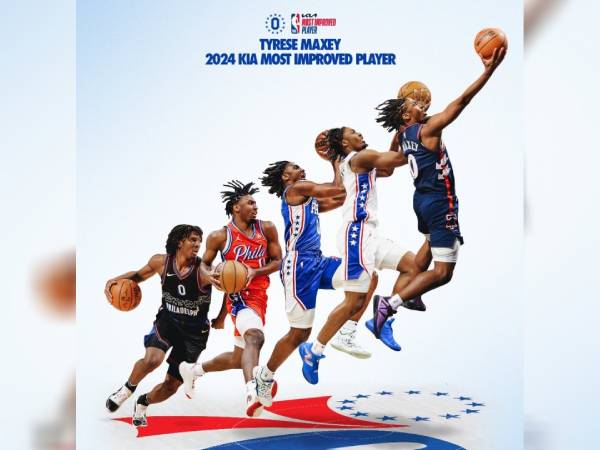 Berkat Tyrese Maxey, 76ers tetap kompetitif selagi Joel Embiid absen dalam 43 dari 82 pertandingan musim reguler. (Foto: X)