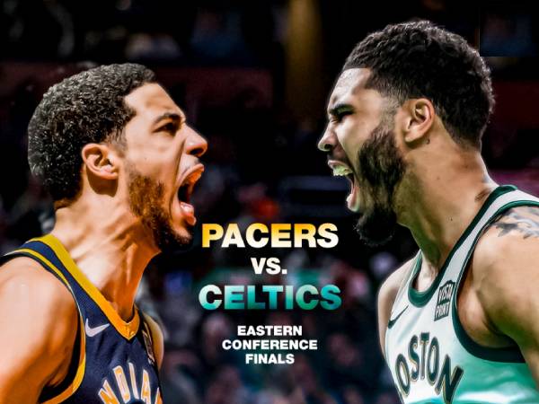 Tyrese Haliburton (Indiana Pacers) dan Jayson Tatum (Boston Celtics). (Foto: ESPN)