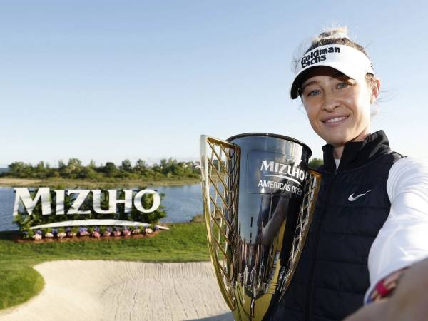 Nelly Korda kini telah menang enam kali dalam tujuh turnamen terakhirnya, teranyar di Mizuho Americas Open pada Minggu (19/5) lalu. (Foto: