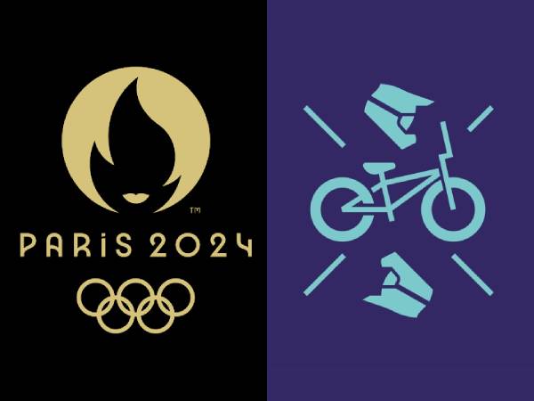 Gambar pictogram kompetisi balap sepeda BMX untuk Olimpiade Paris 2024. (Foto: Olympics)
