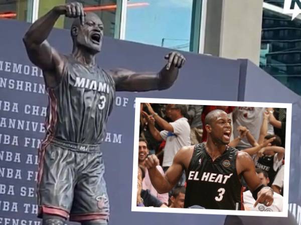Patung itu mengabadikan momen pada 9 Maret 2009, ketika Dwyane Wade melakukan tembakan penentu kemenangan melawan Chicago Bulls. (Foto: AP)