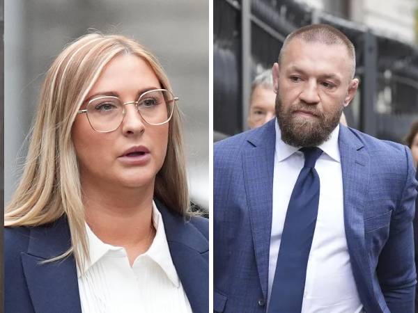 Conor McGregor (kanan) dan Nikita Ni Laimhin menghadiri sidang pada Selasa (5/11). (Foto: Reuters)