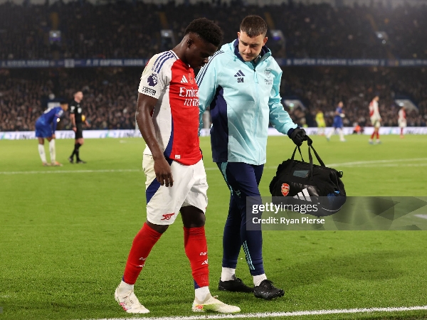 Bukayo Saka dan Declan Rice tidak dapat menyelesaikan pertandingan Arsenal melawan Chelsea, Ahad (10/11)