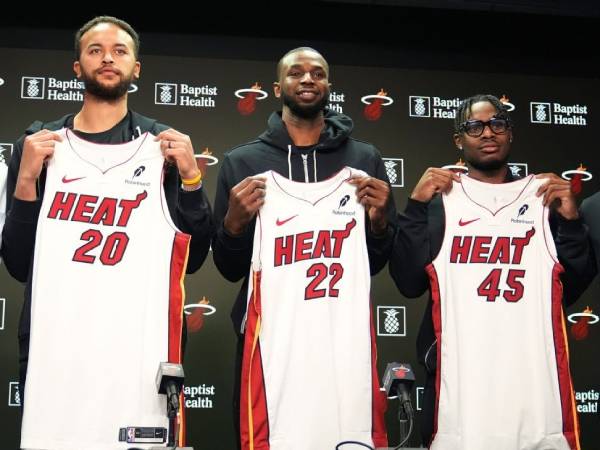 Tiga pemain baru Miami Heat: Kyle Anderson, Andrew Wiggins, Davion Mitchell. (Foto: AP)