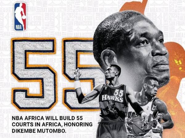 NBA Afrika akan mendonasikan 55 lapangan kepada komunitas lokal di benua tersebut yang mewakili nomor yang dikenakan Dikembe Mutombo sepanjang kariernya. (Foto: NBA)