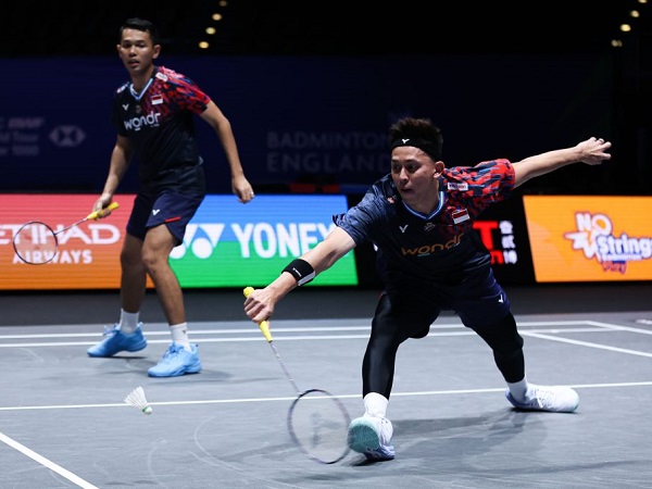 Fajar/Rian minta maaf usai angkat koper prematur di All England 2025.