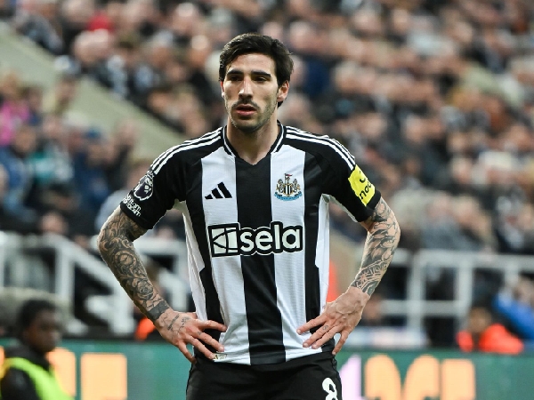 Gelandang Newcastle United, Sandro Tonali, mencetak gol spektakuler ke gawang Brentford