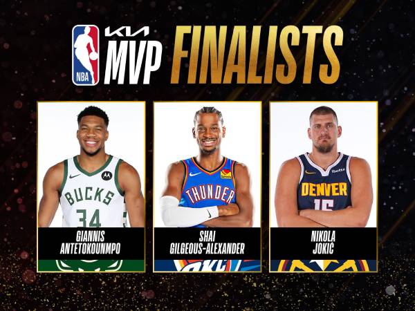 Tiga finalis untuk penghargaan Pemain Terbaik NBA musim ini adalah: Giannis Antetokounmpo (Bucks), Shai Gilgeous-Alexander (Thunder), dan Nikola Jokic (Nuggets). (Foto: NBA)