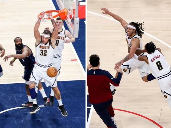 Aaron Gordon yang oportunis langsung menyambar “umpan bagus” dari Jokic untuk menentukan kemenangan Nuggets. (Foto: AP)