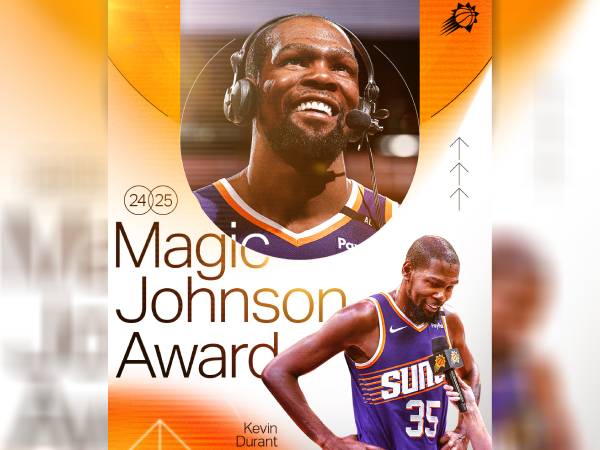 Kevin Durant menjadi pemain keempat yang memenangkan penghargaan ini dua kali, bergabung dengan Stephen Curry, Damian Lillard, dan Shane Battier. (Foto: X.com)