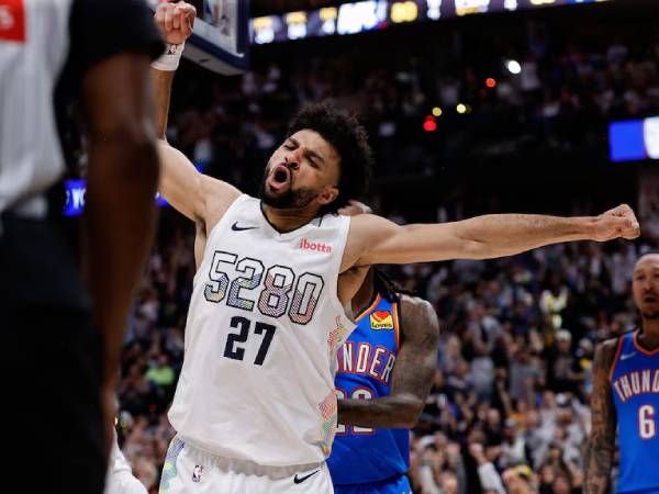 Jamal Murray berteriak dalam salah satu momen di Game 6 melawan Thunder. (Foto: AP)