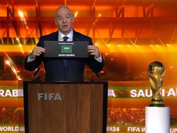 Momen ketika Arab Saudi diumumkan sebagai tuan rumah Piala Dunia 2034. (Foto: Inside The Games)
